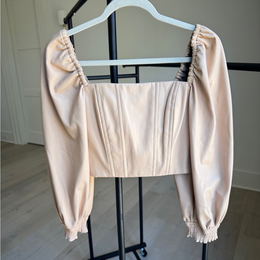 ALICE & OLIVIA Elegant Cream Puff Sleeve Top